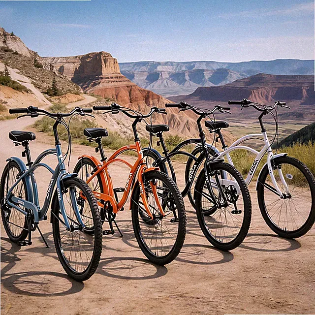 7 Speed Bicycle 26"Inch Beach Cruiser Bike Steel Frame w/Double V brakes