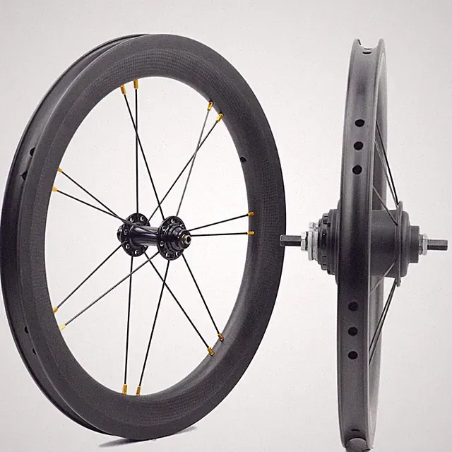 Carbon Road Bike Front Rear Wheelset 16'' 349 Rim Brake Folding Bicycle Wheels
