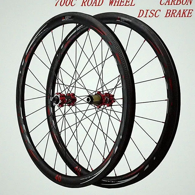 Cross Country Road Bike Wheels Disc Brake 700c Carbon Rim Clincher Tubeless 24H